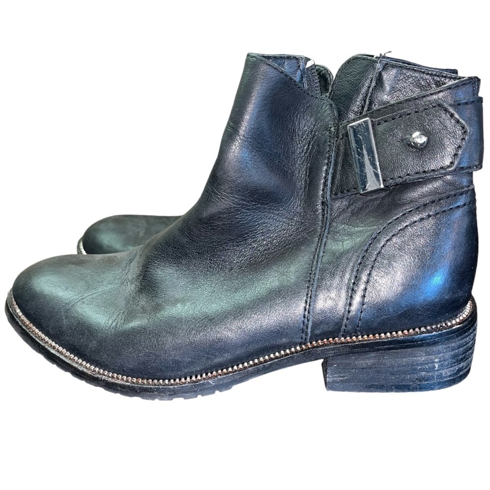 Steve Madden Black Faux Leather Short Moto Boots 6